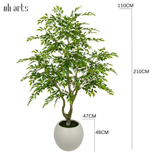OH ARTS - Árbol de Ficus <span class=keywords><strong>Artificial</strong></span> Grande, Plantas Decorativas de Plástico en Maceta para Interiores, Tacto Real, Tamaño Personalizado, Estilo Europeo - Product Image 3