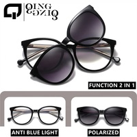 Montures de lunettes polarisées anti-lumière bleue 2 en 1 pour filles, protection UV pour ordinateur et extérieur, charnières rondes flexibles en alliage