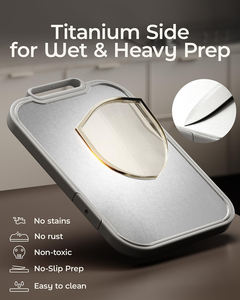 Planche à découper en titane et en bois de qualité supérieure, double face, planche à charcuterie avec support rotatif pour le comptoir de cuisine - Product Image 6