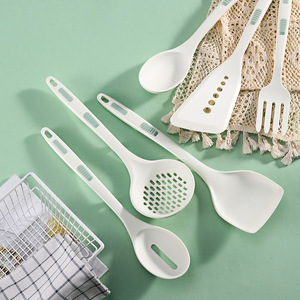 White Silicone Kitchen Utensil Set 5 Pieces Heat Resistant Non Stick <b>Spoon</b> Spatula Fork For Cooking - Product Image 1