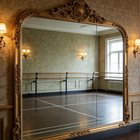 Grand miroir de studio de danse sans cadre HD mural en verre trempé de 5 mm avec support de sécurité personnalisable pour salon, escalier, solaire