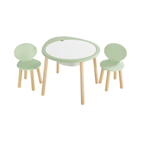 Table d'enfant 2 chaises ensemble table de jeu en bois pour tout-petits sac de rangement à panneau supérieur amovible vert-pour salle de jeux ou chambre à coucher
