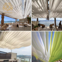 Rideau en tissu pour plafond de mariage, rideau en gaze ondulé pour la décoration de plafond de mariage en plein air, restaurant, hôtel