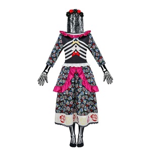 Nuevo <span class=keywords><strong>Disfraz</strong></span> de <span class=keywords><strong>Novia</strong></span> del Día de Muertos, Vestido Fantasma con Estampado de Calaveras y Flores para Cosplay de Halloween - Product Image 4