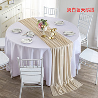 Nappe de table en tissu velours doux de 120 pouces (3 m) pour réception de mariage luxueuse, couleur rose poudré