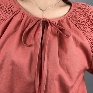 Chemisiers décontractés OEM pour femmes, à manches courtes, brodés, pour l'été - Product Image 5