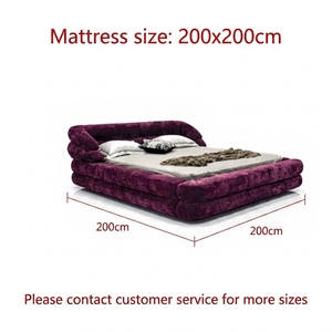 <span class=keywords><strong>Letto</strong></span> Moderno di Lusso Imbottito con Struttura Robusta, <span class=keywords><strong>Letto</strong></span> Oversize Effetto Nuvola, Disponibile nelle Misure King Size, Queen e <span class=keywords><strong>Matrimoniale</strong></span>, in <span class=keywords><strong>Tessuto</strong></span> Felpato Bordeaux per Villa - Product Image 6