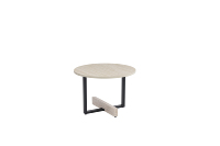 Table basse ovale Dalton | Plateau en bois naturel avec base en fer | Meubles contemporains modernes pour salon, bureau à domicile, hôtel, restaurant