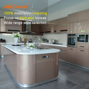Lemari Dapur Kayu Veneer Alami Terpopuler Terbaru dengan Finishing Lacquer dan Pulau Dapur - Product Image 5