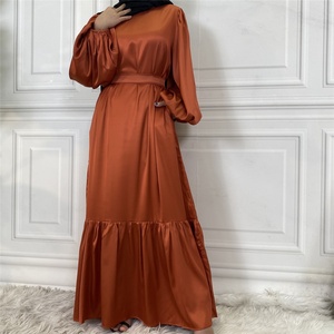 6531# Lightweight Satin Simple Women Dress Loose Sleeves Pleated Bottom With Pockets Casual Comfortable Dress - Product Image 2