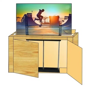 Soporte de TV Eléctrico Móvil con Control Remoto, Soporte de Monitor con Motor Deslizante, Soporte de TV Giratorio Motorizado de Bambú - Product Image 4