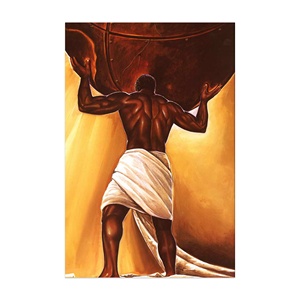 Dipinto a Olio Tradizionale Fatto a Mano su Tela Raffigurante Uomo Nero Forte - Product Image 1