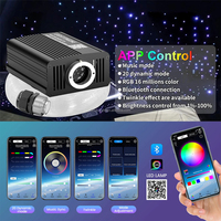 Kit d'éclairage LED RVBW à fibres optiques scintillantes 12V 16W pour plafond de voiture avec application et télécommande, indice de protection IP20, léger