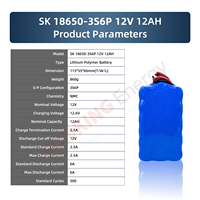 Batterie au lithium 18650 SUNKING, source usine, 12V12AH, 500 cycles, pour machine à monter les escaliers, pack d'alimentation pour robot industriel