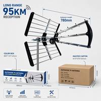 OEM/ODM 95KM Outdoor UHF 470-790/694MHz Yagi Digital HDTV Antenne 12-18dB Verstärkung Kunststoff Aluminium 4K Freeview 4G/5G Filter Antenne