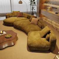 Canapé modulaire combinable irrégulier en velours chenille, style minimaliste italien, pour salon, canapé sectionnel incurvé