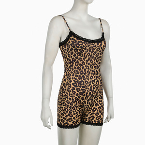 <span class=keywords><strong>Combinaison</strong></span> sexy d'été pour <span class=keywords><strong>femme</strong></span> Tks avec dentelle, patchwork et bretelles, imprimé léopard et collants intégrés - Product Image 4