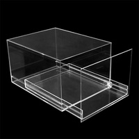 Boîte de présentation de chaussures en acrylique transparent de type tiroir, organisateur de rangement pour chaussures en acrylique, boîte de présentation de chaussures en acrylique gravée sur mesure, vente en gros