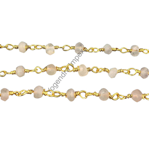 Chapelet en Quartz Rose, perles facettées, chaîne enveloppée de fil, plaqué or, argent 925, pour les fournisseurs et les fabricants - Product Image 2