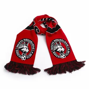 Toptan Logo özel fabrika fiyat akrilik örme futbol kulübü eşarp/örme yetişkin kış eşarp