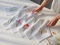 Berbagai Saputangan Linen Berbunga Cocok untuk Pernikahan, Keluarga, dan Restoran, Tahan Lama dan Terbuat dari 100% Linen