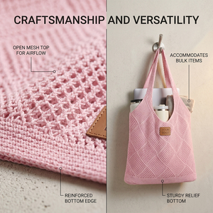 Sac fourre-tout tricoté personnalisé avec logo SHINY, sac à main au <span class=keywords><strong>crochet</strong></span> ajouré, sac classique à cordon, concept zéro déchet, sac de plage en filet pour l'été - Product Image 4