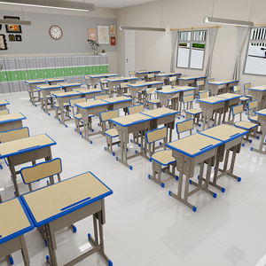 क्लासिक डिजाइन धातु समायोज्य छात्र अध्ययन डेस्क टिकाऊ छात्र डेस्क और स्कूल घर कार्यालय उपयोग के लिए कुर्सी सेट - Product Image 2