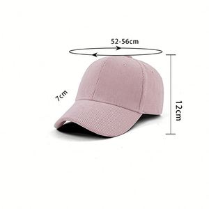 Casquette de baseball unisexe pour enfants en velours côtelé, 6 panneaux, réglable, en tissu courant, pour l'extérieur, 100 % polyester, vente en gros - Product Image 2