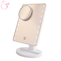 Miroir de maquillage cosmétique à LED avec rotation à 180 degrés, miroir de maquillage grossissant de bureau avec lumières personnalisées, best-seller