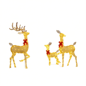 Decorazioni natalizie gonfiabili da esterno a forma di renna con luci per giardino e cortile. - Product Image 1