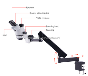 Adaptateur de caméra pour microscope numérique stéréo avec résolution 2K, éclairage <span class=keywords><strong>LED</strong></span>, support de microscope réglable pour l'inspection - Product Image 3