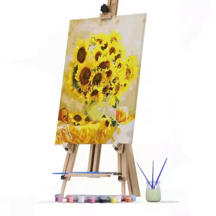 Factory Wholesale DIY Oil Painting Custom Abstract Sunflower Paint by Numbers