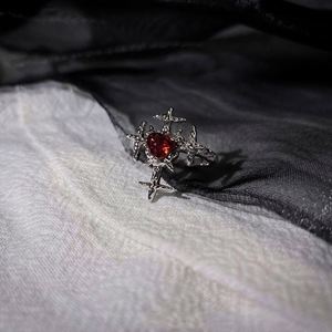 Punk Aesthetic Red Zirconia Heart Cross Open <b>Ring</b> Women Hip Hop Grunge Halloween Aesthetic Gothic Rhinestone <b>Adjustable</b> <b>Ring</b> - Product Image 6