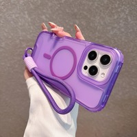 Coque de téléphone magnétique antichoc translucide mate pour iPhone 18 17 16 15 14 13 Pro Max avec dragonne et cordon
