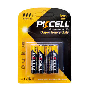 PKCELL超ヘビーデューティカーボンジンバッテリーUm-4 R03 1.5v R03p Aaa Um4ドライバッテリー環境にやさしい素材 - Product Image 1