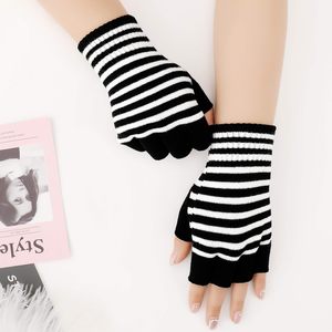 Mitaines rayées sans doigts, tricotées pour l'<span class=keywords><strong>hiver</strong></span>, style Goth Emo, chauffe-bras pour femmes et hommes A06-1 - Product Image 2