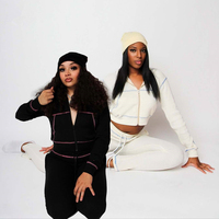 Ensemble personnalisé en tricot gaufré pour femme, ensemble de survêtement à manches longues, veste à capuche zippée et pantalon évasé à jambes larges, ensemble deux pièces