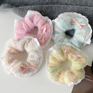 Coleteros Scrunchie Arcoíris al por Mayor, Scrunchies Trenzados Elásticos para el Cabello, Lazos para el Cabello de Mujer y Niña, Scrunchie de Encaje con Lazo - Product Image 1
