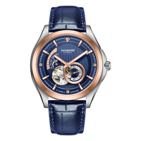 Montre automatique HANBORO MIYOTA en acier inoxydable unisexe, bracelet en cuir, cristal, pour affaires, formelle, quotidienne, bureau, haute qualité, aiguilles