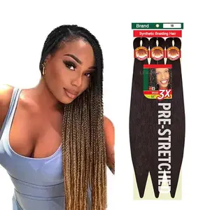 Wholesale Pre stretched braiding hair Synthetic hair Ombre three tones Yaki texture 52inch 300g wicks for african braids