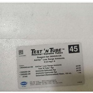 HACH Test N Tube Reactor Cuvette Tubes AmVer Ammonia de Bajo Rango 0-2.5 mg/L N Set de Reactivos 2604545-CN - Product Image 1