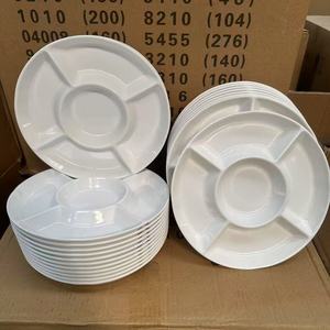 Milky White Plastic <b>Divider</b> Plate Five Compartment Snack Tray Microwave Safe Solid Color - Product Image 2
