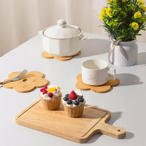 Solid wood heat-insulating <b>mat</b>, household anti-scalding placemat, round casserole <b>mat</b>, cup <b>mat</b>, bowl <b>mat</b>, <b>plate</b> <b>mat</b>, vegetable - Product Image 3
