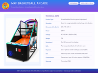Machine de basket-ball d'arcade LED Shoot & Score 255x100x250 cm pour centre commercial FEC