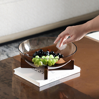 Bol à fruits en verre et bois, élégant, de style nordique, fait à la main, assiette décorative pour la cuisine, pliable, écologique, pour servir des en-cas, mariage