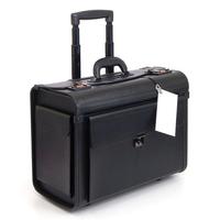 2024 haute qualité personnalisé rétro PU cuir pilote sac en aluminium compagnie aérienne embarquement bagages chariot valise serrure usage commercial