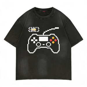 T-shirt da uomo con controller <span class=keywords><strong>di</strong></span> gioco, oversize, in cotone nero, Pixel Art Game Fashion - Product Image 1