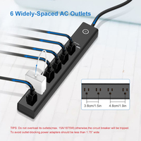 Multiprise Vastfafa 6 prises avec 3 ports USB-A et 1 port Type-C, protection contre les surtensions, compatible Wi-Fi / FCC / ROHS, garantie 12 mois, matériau PC+ABS