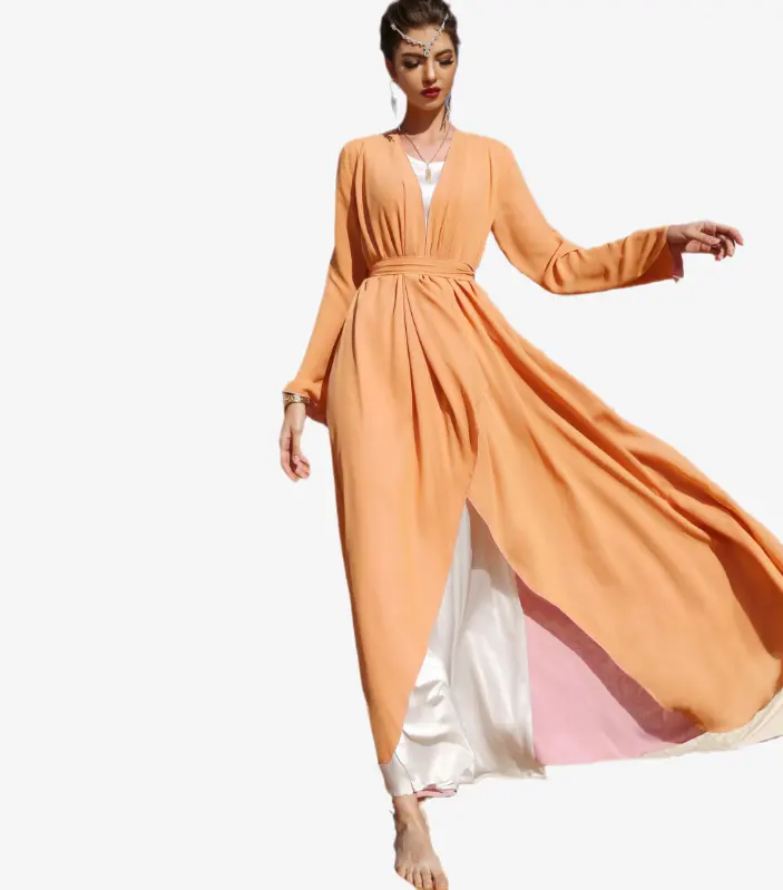 Doppelseitig tragendes langes Kleid mit zarten Nähten Stilvolle elegante Frauen Außen kleid Party kleid Lieferant Großhandel