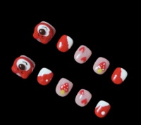 Faux ongles pour enfants faits à la main, motif ours 3D et fraise, peints à la main, qualité salon, réutilisables, ajustement personnalisé